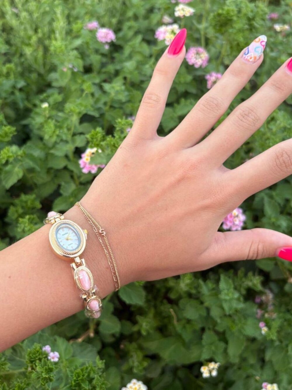 Cute Gold Pastel Pink Dial Watch Preppy Y2K OS